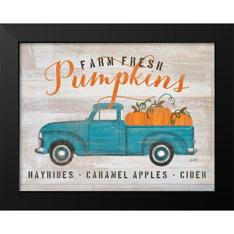 Blue Truck Pumpkin Patch     Black Modern Wood Framed Art Print by Michelle, Misty