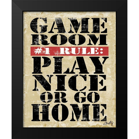 Game Room #1 Rule Black Modern Wood Framed Art Print by Michelle, Misty