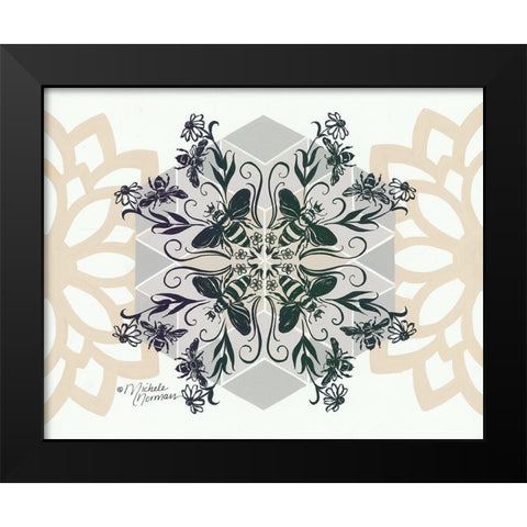 Bees and Blooms      Black Modern Wood Framed Art Print by Norman, Michele