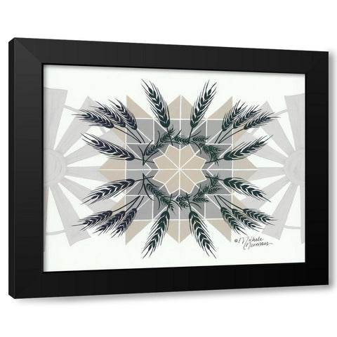 Wheat and Windmill    Black Modern Wood Framed Art Print by Norman, Michele