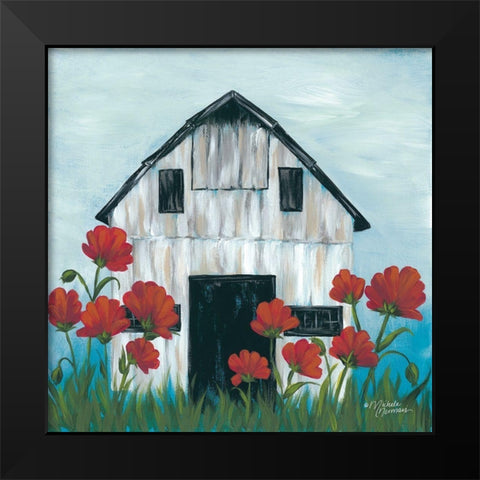 Poppies Black Modern Wood Framed Art Print by Norman, Michele