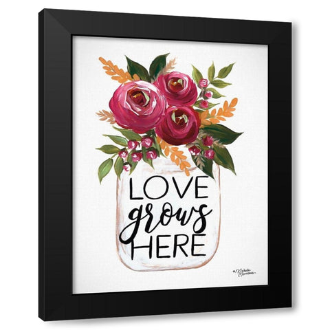 Love Grows Here Black Modern Wood Framed Art Print by Norman, Michele