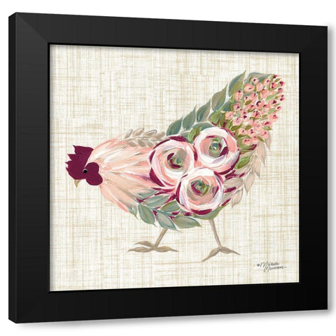 Botanical Rooster II Black Modern Wood Framed Art Print with Double Matting by Norman, Michele
