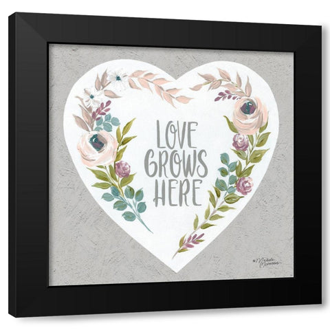 Love Grows Here Black Modern Wood Framed Art Print by Norman, Michele