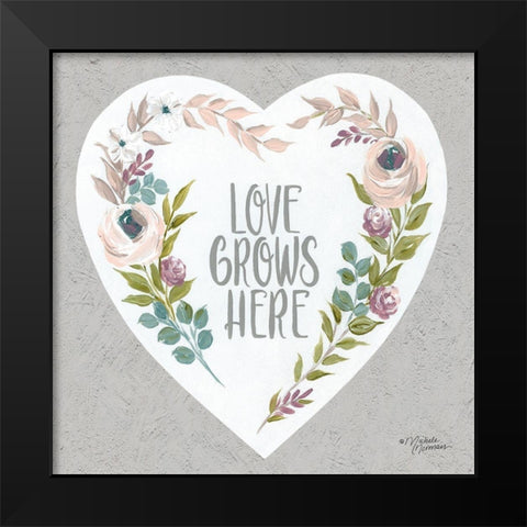 Love Grows Here Black Modern Wood Framed Art Print by Norman, Michele