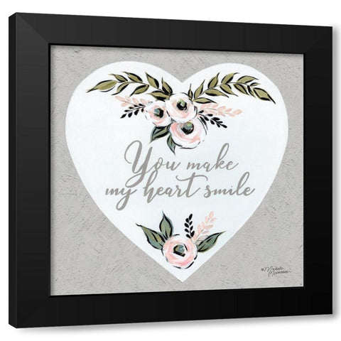 You Make My Heart Smile Black Modern Wood Framed Art Print by Norman, Michele