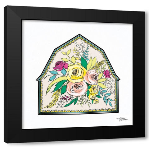 Floral Barn Black Modern Wood Framed Art Print with Double Matting by Norman, Michele