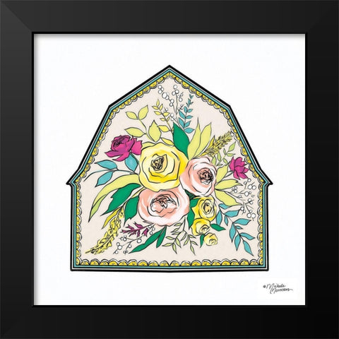 Floral Barn Black Modern Wood Framed Art Print by Norman, Michele