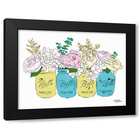 Floral Canning Jars Black Modern Wood Framed Art Print with Double Matting by Norman, Michele