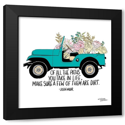 Floral Jeep Black Modern Wood Framed Art Print by Norman, Michele