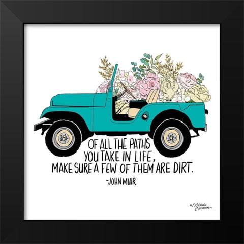 Floral Jeep Black Modern Wood Framed Art Print by Norman, Michele