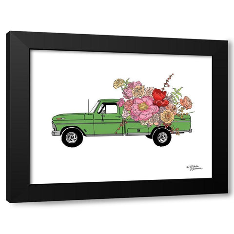 Floral Truck Black Modern Wood Framed Art Print with Double Matting by Norman, Michele