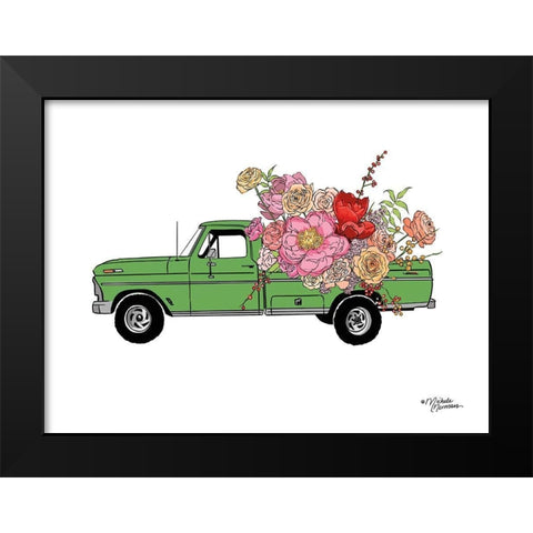 Floral Truck Black Modern Wood Framed Art Print by Norman, Michele