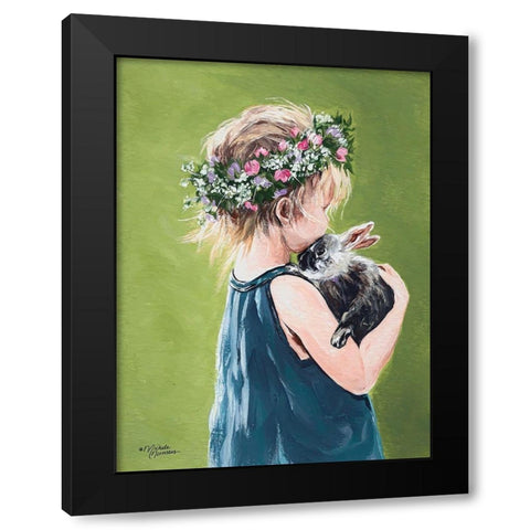 Girl with Bunny Black Modern Wood Framed Art Print with Double Matting by Norman, Michele