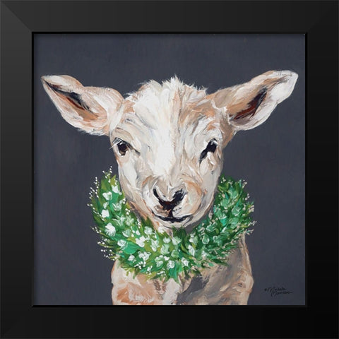 Spring Lamb Black Modern Wood Framed Art Print by Norman, Michele