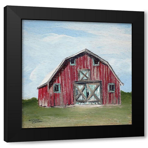 Red Barn Black Modern Wood Framed Art Print by Norman, Michele