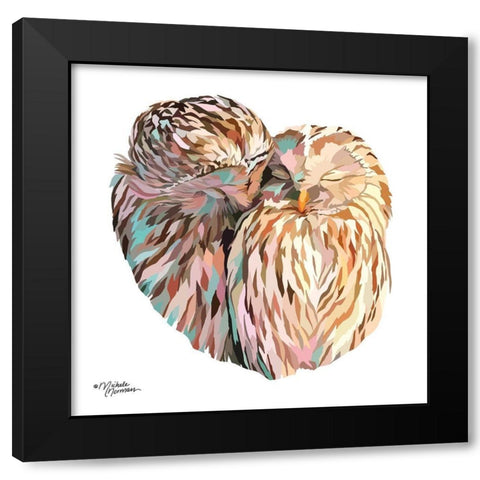 Owls Black Modern Wood Framed Art Print with Double Matting by Norman, Michele