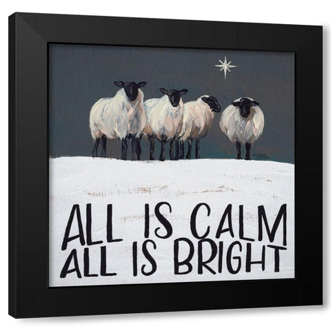 All is Calm All is Bright Black Modern Wood Framed Art Print with Double Matting by Norman, Michele