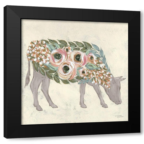 Annabelle the Cow   Black Modern Wood Framed Art Print by Norman, Michele