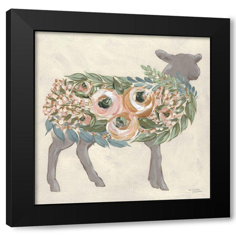 Audrey the Lamb    Black Modern Wood Framed Art Print by Norman, Michele