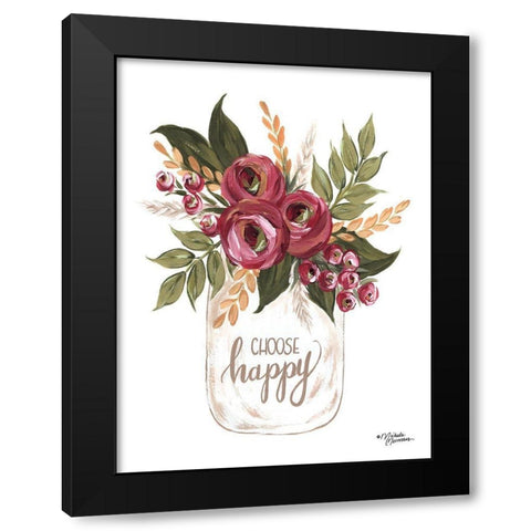 Choose Happy Flowers Black Modern Wood Framed Art Print by Norman, Michele