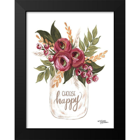 Choose Happy Flowers Black Modern Wood Framed Art Print by Norman, Michele