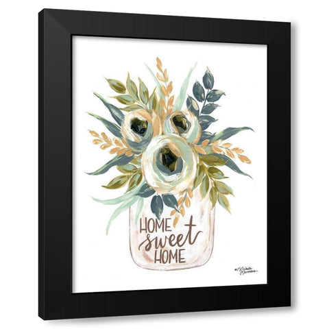 Home Sweet Home Flowers Black Modern Wood Framed Art Print by Norman, Michele