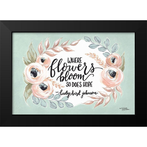 Where Flowers Bloom Black Modern Wood Framed Art Print by Norman, Michele