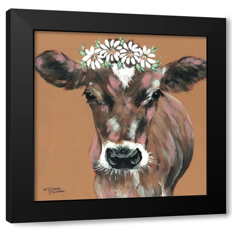 Daisy Black Modern Wood Framed Art Print with Double Matting by Norman, Michele
