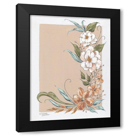 Spring Floral Frame Black Modern Wood Framed Art Print by Norman, Michele