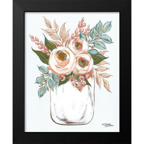 Floral Jar     Black Modern Wood Framed Art Print by Morales, Lisa
