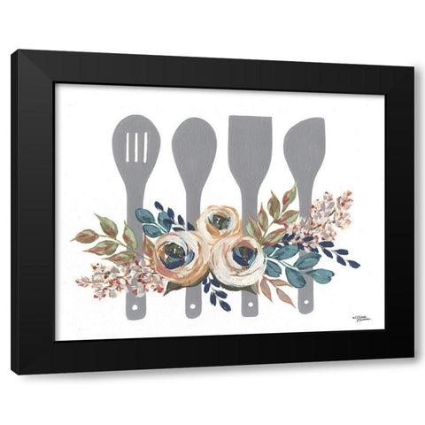 Fall Floral Baking Utensils      Black Modern Wood Framed Art Print with Double Matting by Norman, Michele