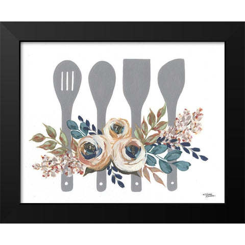 Fall Floral Baking Utensils      Black Modern Wood Framed Art Print by Norman, Michele