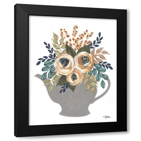 Fall Floral Bowls       Black Modern Wood Framed Art Print by Norman, Michele
