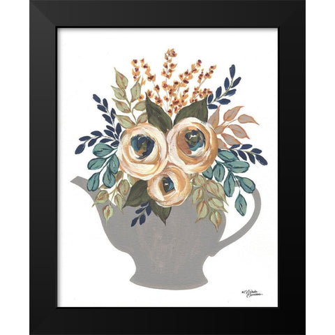 Fall Floral Bowls       Black Modern Wood Framed Art Print by Norman, Michele