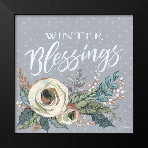 Winter Blessings Black Modern Wood Framed Art Print by Norman, Michele