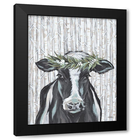 Wanda the Winter Holstein Black Modern Wood Framed Art Print by Norman, Michele
