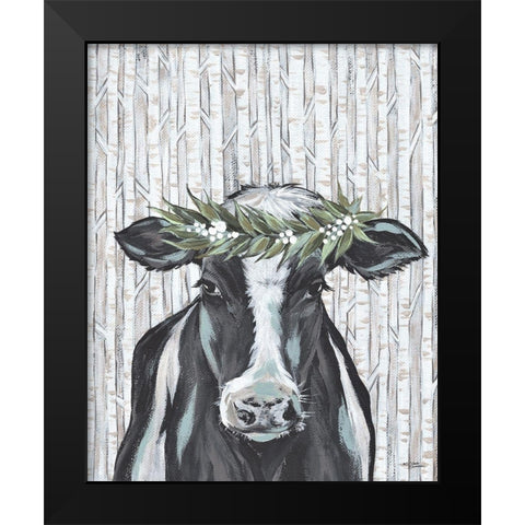 Wanda the Winter Holstein Black Modern Wood Framed Art Print by Norman, Michele