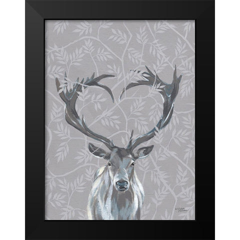 Deerly Loved Black Modern Wood Framed Art Print by Norman, Michele