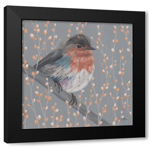 Mother Robin Black Modern Wood Framed Art Print by Norman, Michele