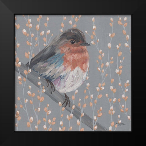 Mother Robin Black Modern Wood Framed Art Print by Norman, Michele