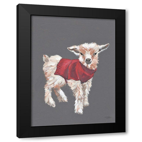 Gregory the Goat Black Modern Wood Framed Art Print by Norman, Michele