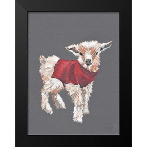 Gregory the Goat Black Modern Wood Framed Art Print by Norman, Michele
