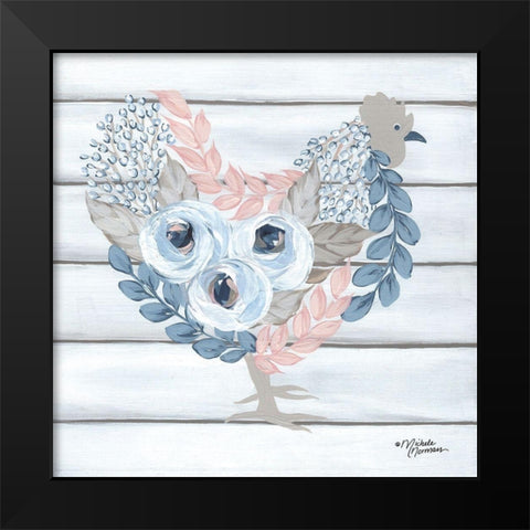 Blue and Blush Hen Black Modern Wood Framed Art Print by Norman, Michele