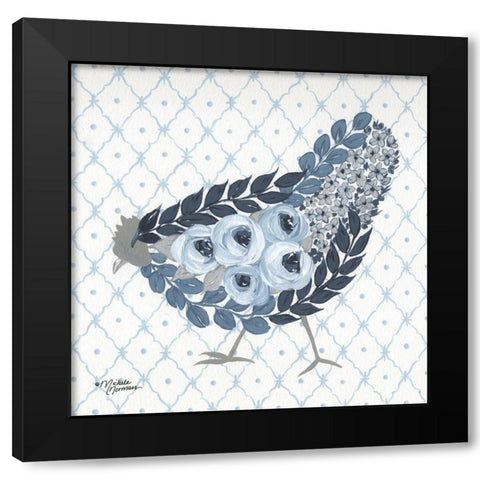 Blue Country Hen Black Modern Wood Framed Art Print by Norman, Michele