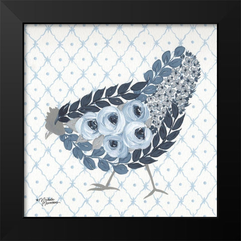 Blue Country Hen Black Modern Wood Framed Art Print by Norman, Michele