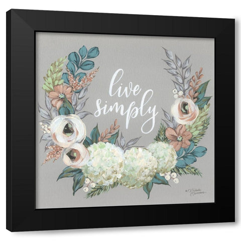Live Simply    Black Modern Wood Framed Art Print by Norman, Michele