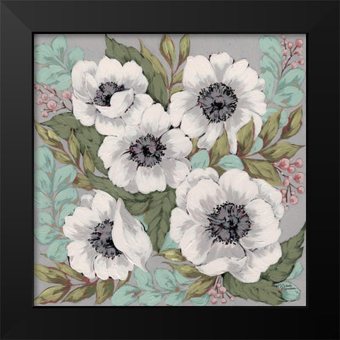 Anemone Garden Black Modern Wood Framed Art Print by Norman, Michele