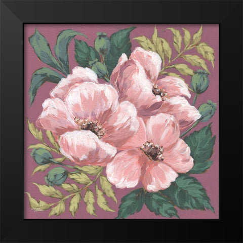 Pink Poppies Black Modern Wood Framed Art Print by Norman, Michele