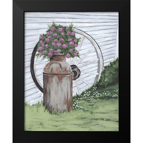 Rusted Milk Can with Wagon Wheel Black Modern Wood Framed Art Print by Norman, Michele
